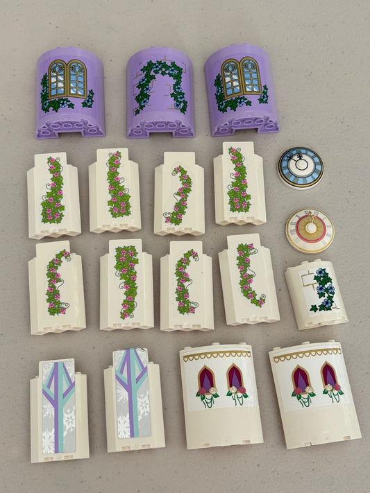 LEGO Lot of 18 White Castle Parts Walls Clock Stickered