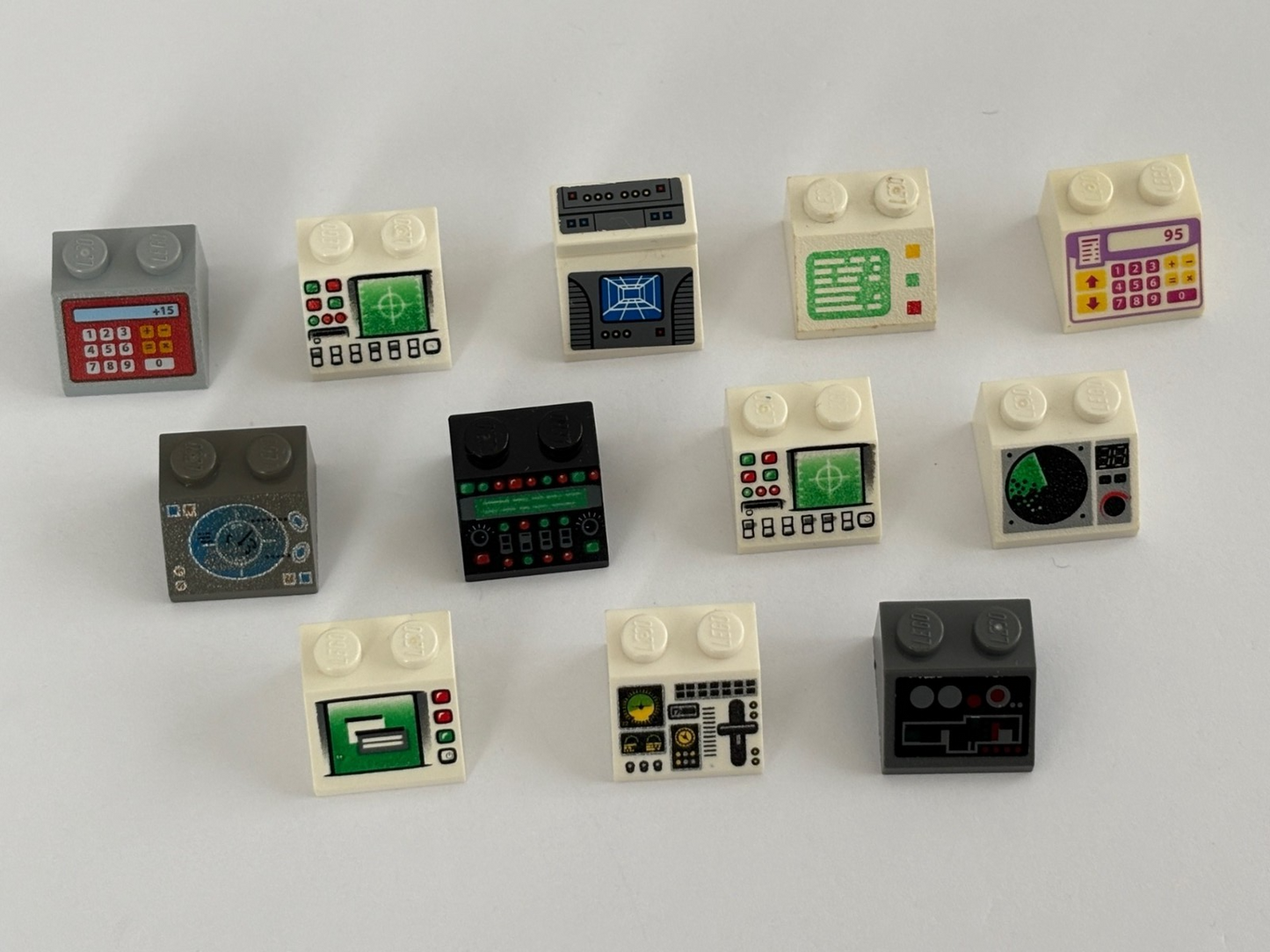 LEGO Lot of 12 Sloped Bricks printed pattern Control Panel Space Computer Reg (7
