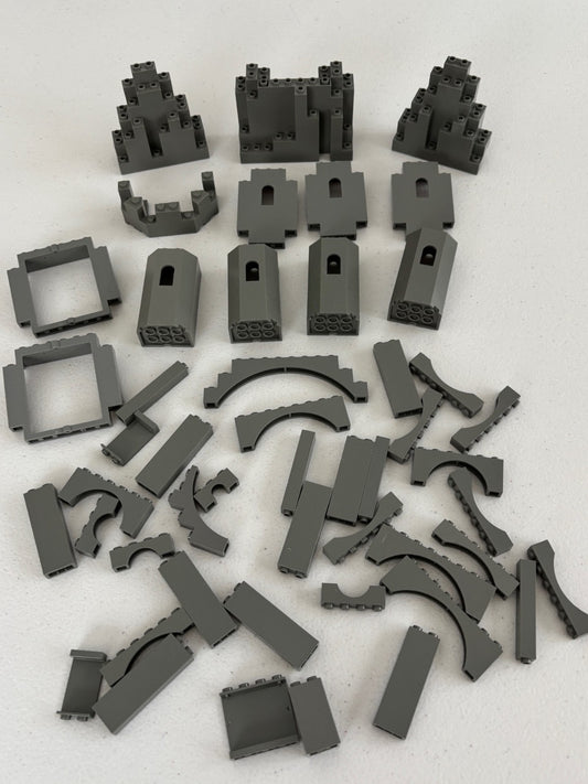 LEGO OLD DARK GRAY  Lot of 50 CASTLE ARCHES TURRET ROCK WALL PANEL LURP BURP (C