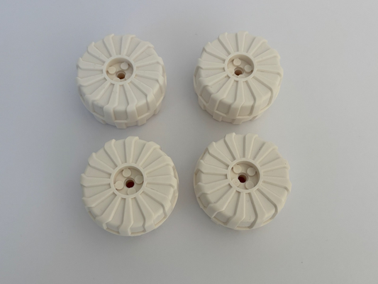 LEGO WHITE Large Hard Plastic Wheels Lot  of 4 -  Part 2515 - 54 mm x 30 mm