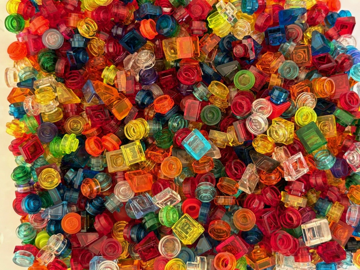 LEGO LOT 300 TRANSLUCENT 1x1 Round Square Plate Stud Dot Dots 4073 3024 Parts