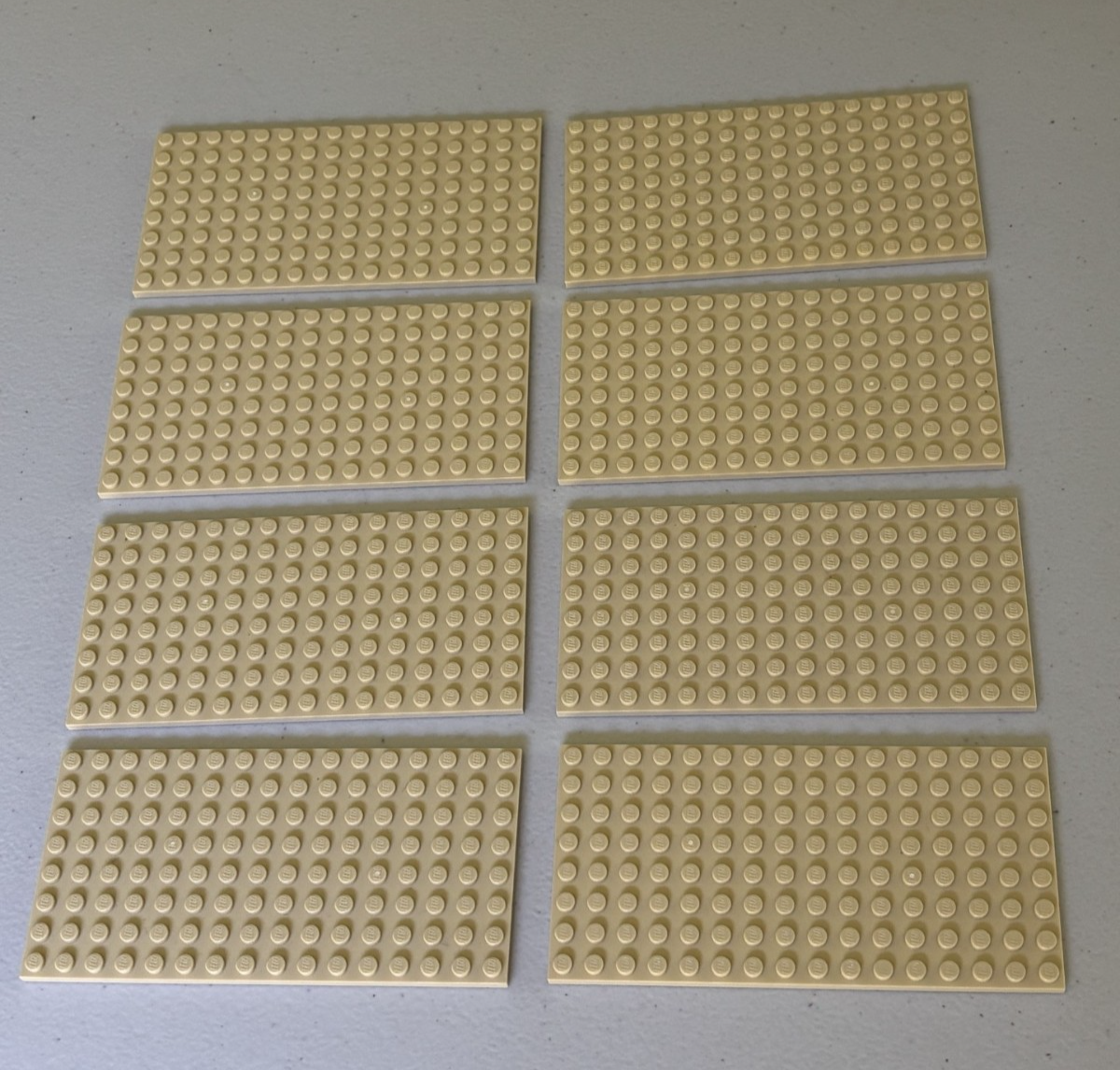 LEGO BULK LOT of 8 Tan 8X16 8 x 16 STUD BASE PLATES 92438 5" x 2.5"