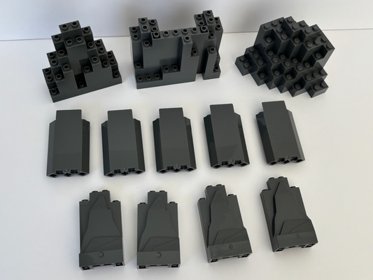LEGO Lot 12 Castle Wall Rock Wall Panel Burp Lurp Murp Dark Bluish Gray (Lot D)