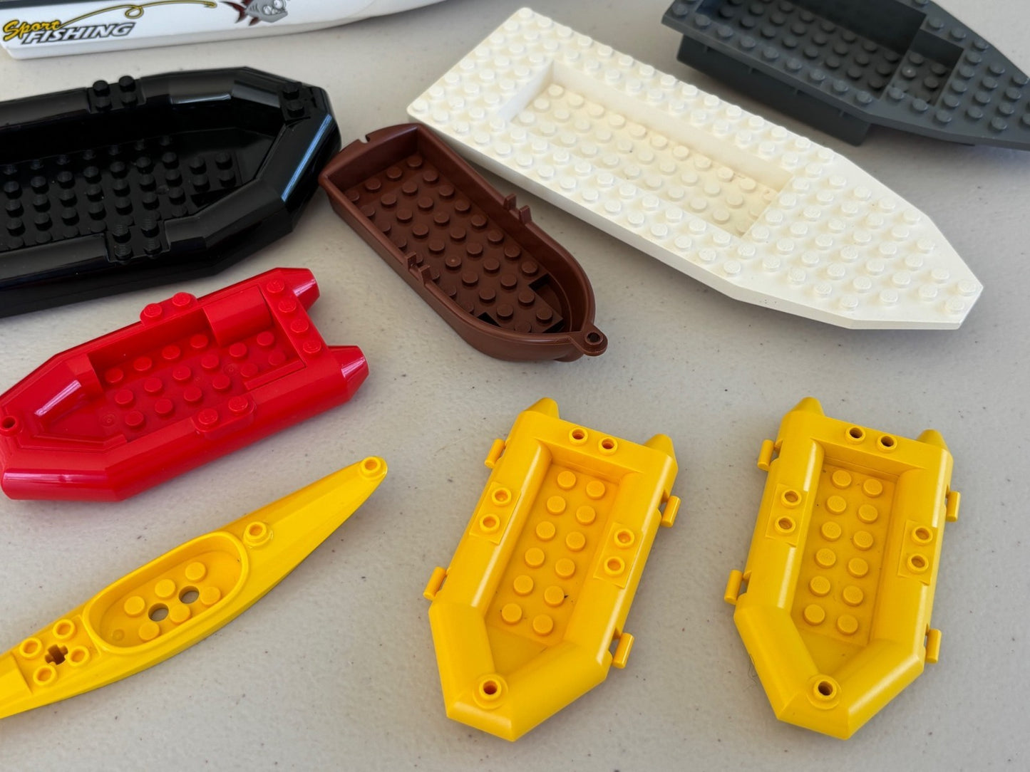 LEGO Lot of 9 Boat Raft Canoe Boat Hull Unitary Yellow Red Black Sport Fishing