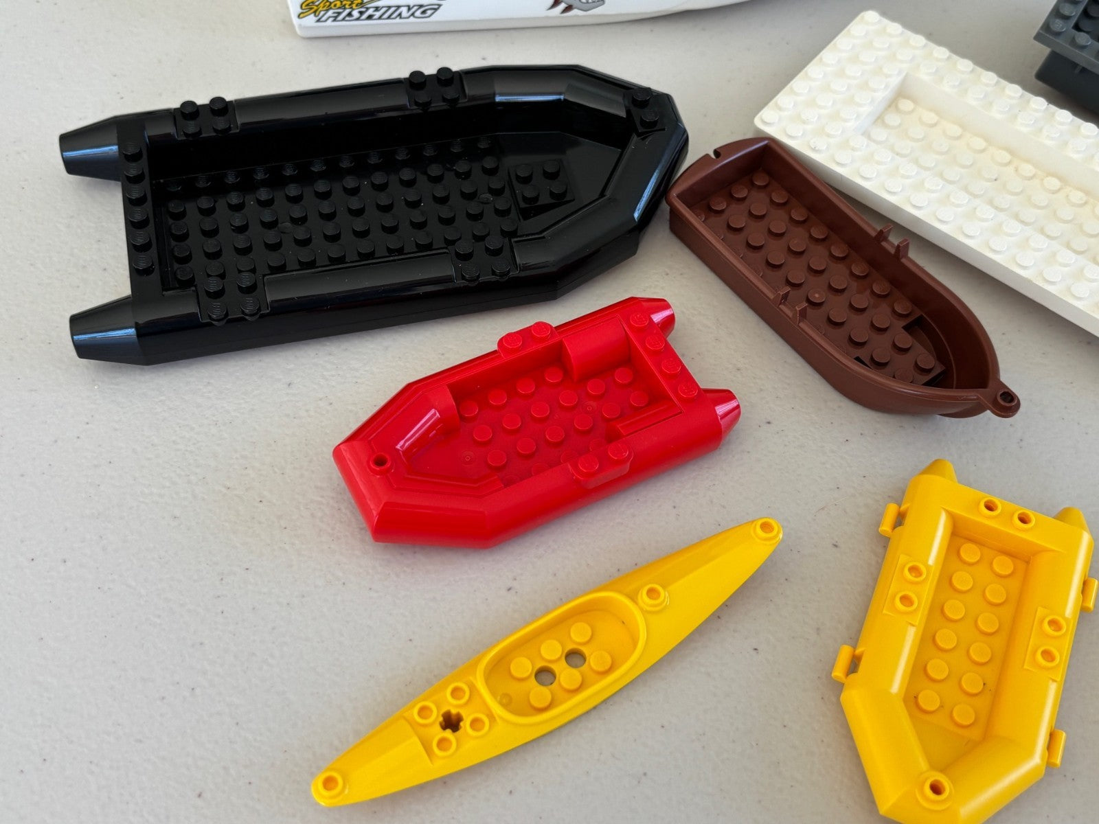 LEGO Lot of 9 Boat Raft Canoe Boat Hull Unitary Yellow Red Black Sport Fishing