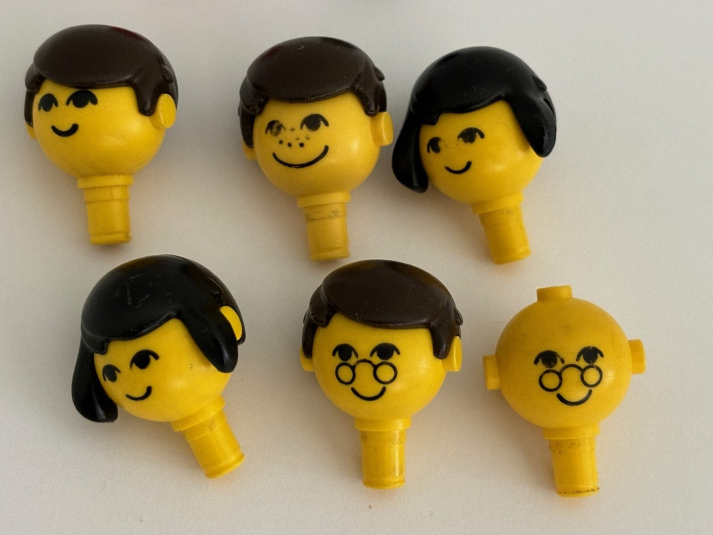 Lego Maxifigures Lot Of 6 Vintage 1970s People PARTS Yellow Heads Hair
