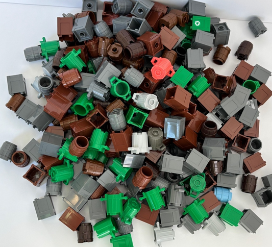 LEGO Lot of 10 RANDOM Container Barrel Garbage Can Trash Recycling Bin City