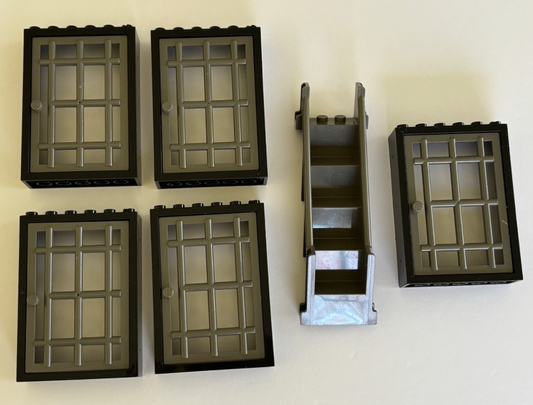 LEGO LOT 6 DOOR FRAME 2X6X7 BARRED DOOR 1X6X7 PIRATES JAIL CASTLE 4611 4071 4784