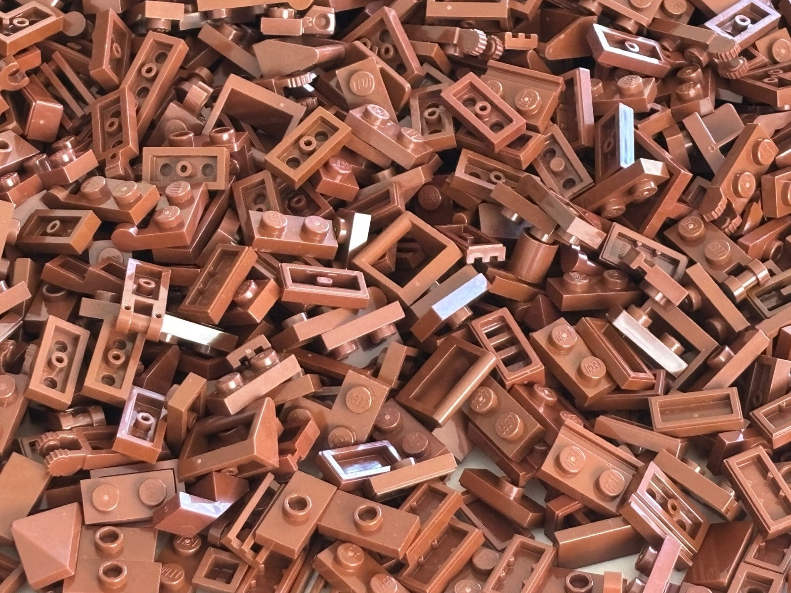 SHIPS FREE! LEGO HUGE Lot (400) REDDISH BROWN 1x2 Plate Tile Handle Parts Mix