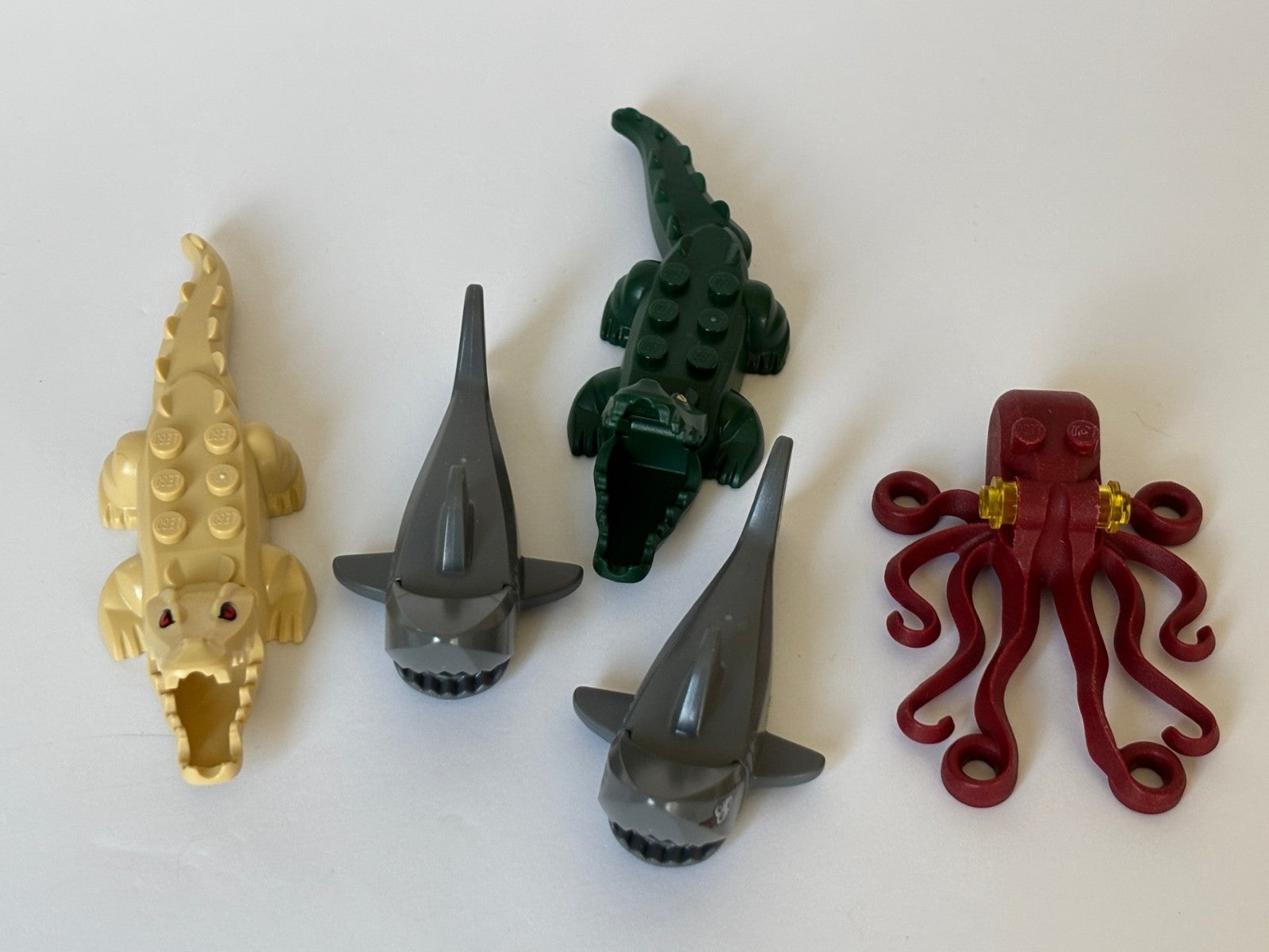 Lego Animal Water Lot of 5 Minifigure Gray Shark Tan Alligator Octopus