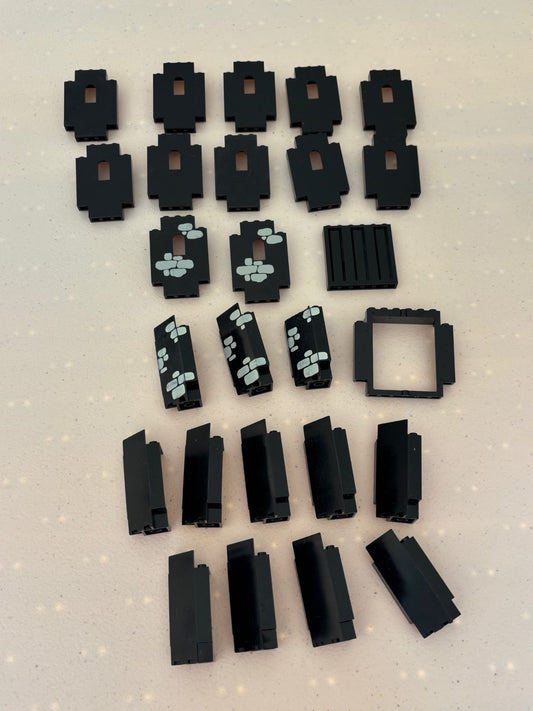 LEGO Lot of 26  Black Castle Window Wall Panels Corner Panel Printed 6085 (LotA)