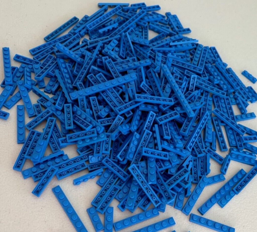 SHIPS FREE!! LEGO HUGE LOT OF 100 BLUE BIG PLATES 1X3 1X4 1X6 1X8 1X10 PARTS