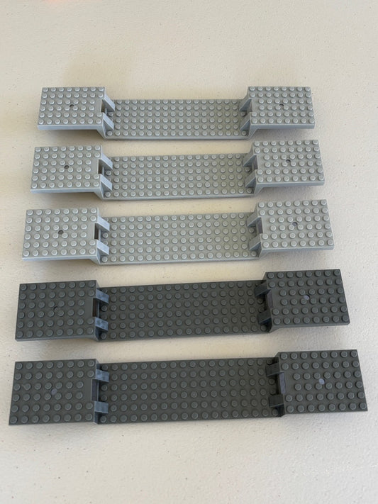 LEGO Lot of 5 Part 87058 Train Base 6 x 34 Split-Level without Bottom Tubes Gray