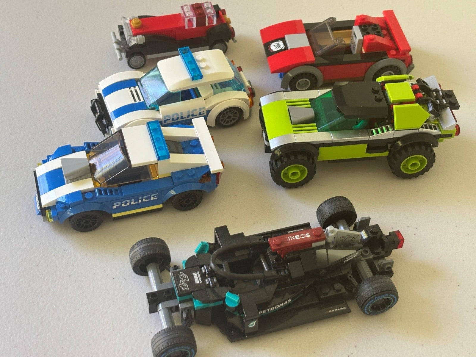 LEGO Lot of Car Cars Police Racing Parts Vehicle comes as shown (Lot B)