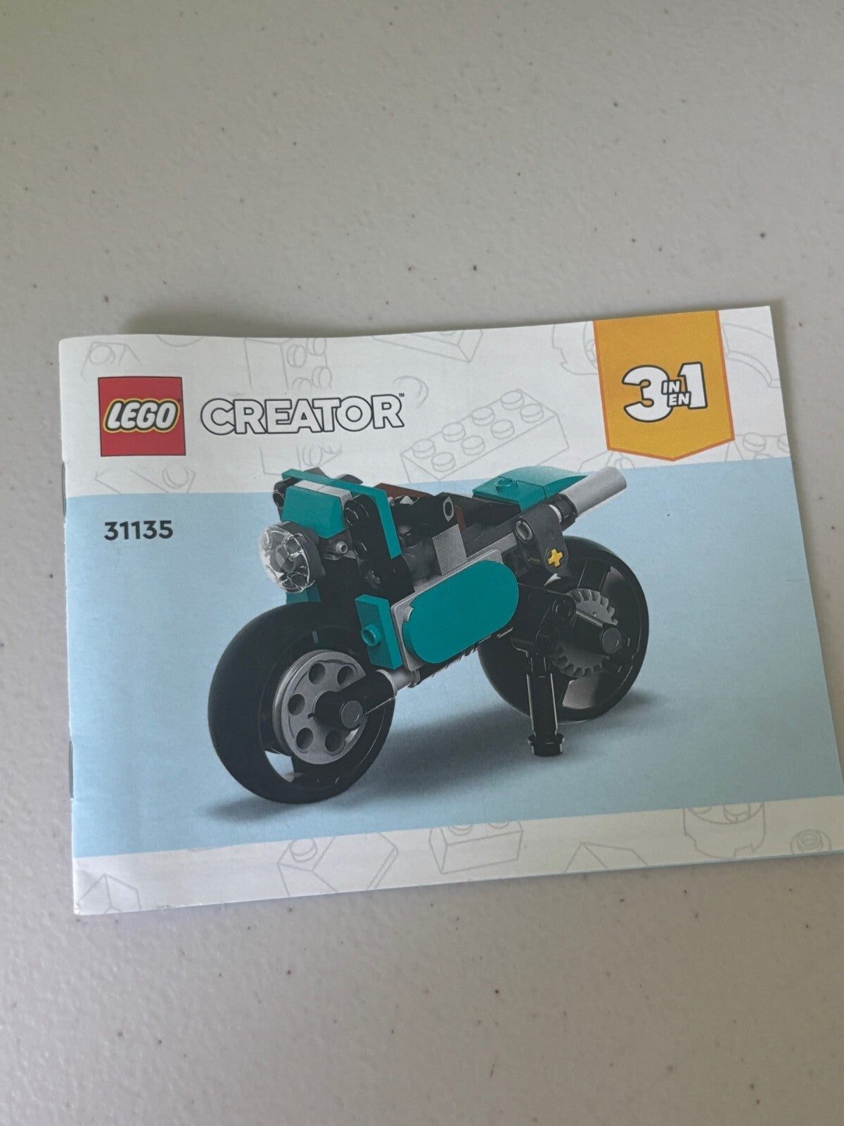 Vintage Lego Creator Motorcycle 31135 & Manual, Pre-owned, Pre-built, As-Is