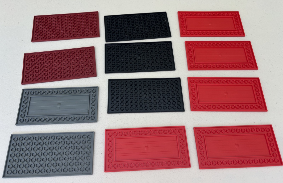 LEGO Lot of 12 8X16 Tile Smooth Flat Plate (90498) Gray Red Black Dark Red