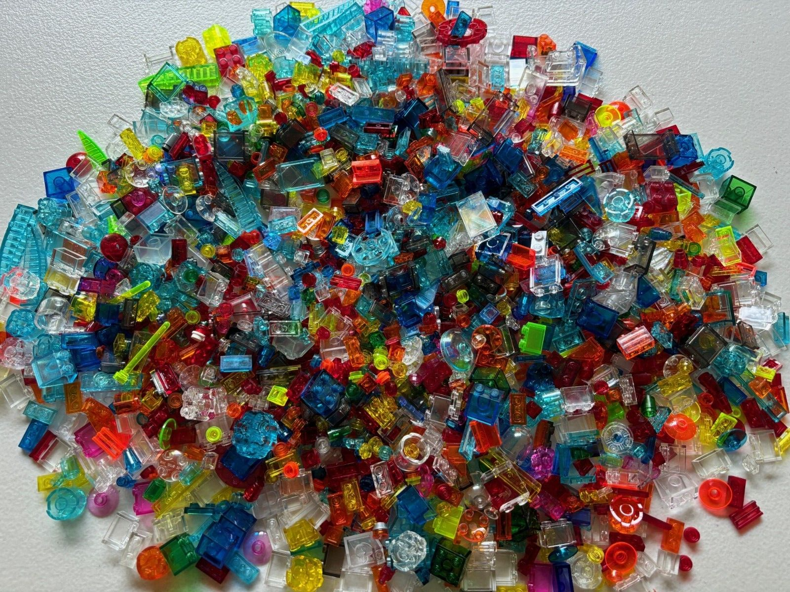 LEGO 300 + PIECE LOT TRANSPARENT TRANSLUCENT TRANS CLEAR  BUILDING PIECES PARTS