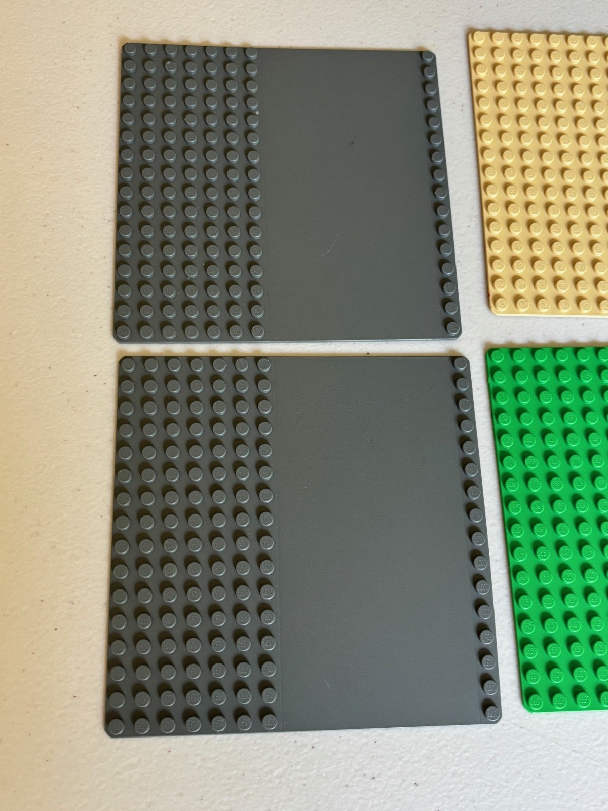 Lego Thin Baseplate Lot of 6 Classic Vintage Plates 16x16 8x16 Gray Tan Green