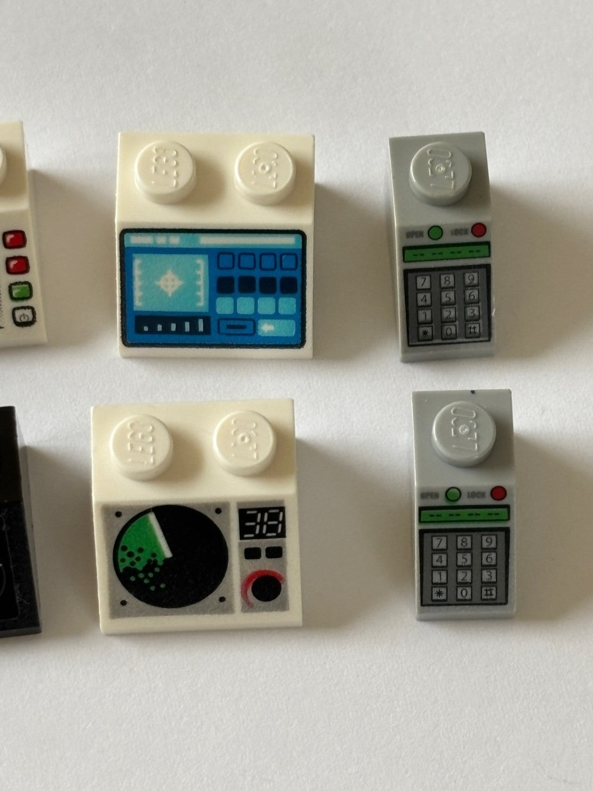 LEGO Lot of 12 Sloped Bricks printed pattern Control Panel Space Computer (#11)