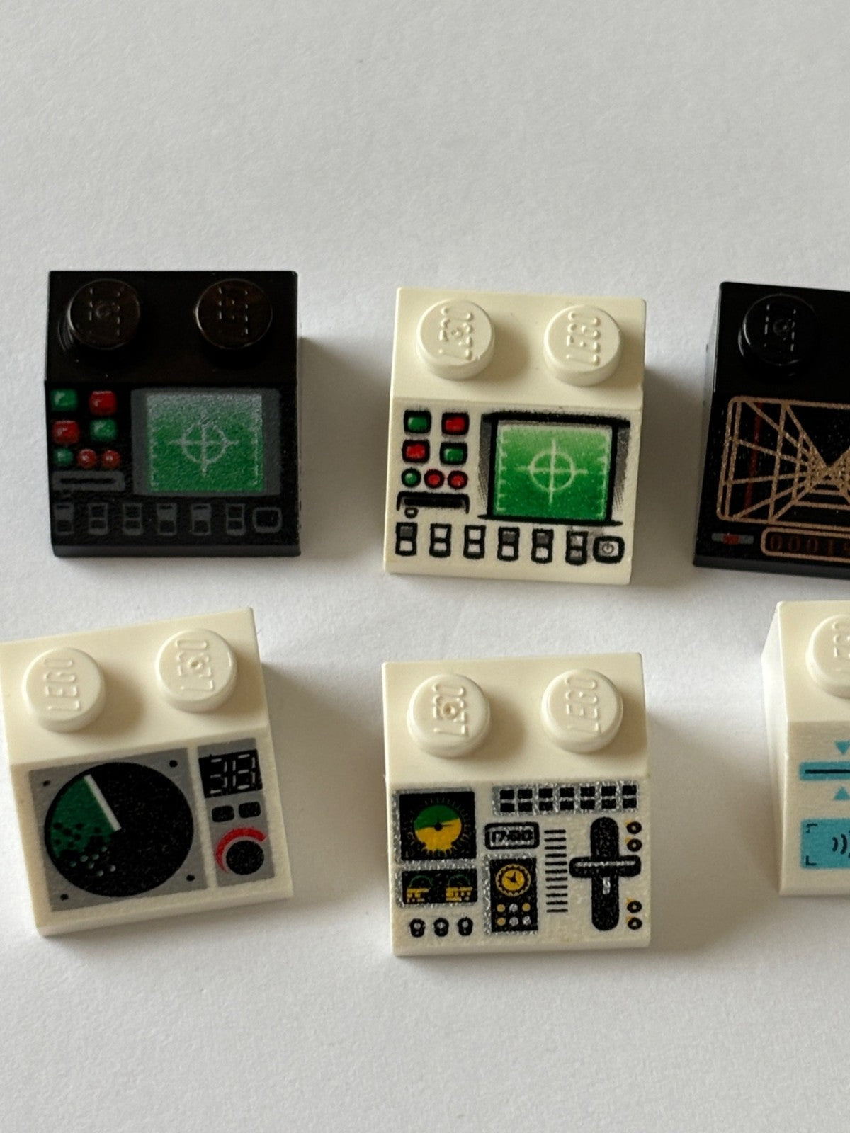 LEGO Lot of 12 Sloped Bricks printed pattern Control Panel Space Computer (#12)