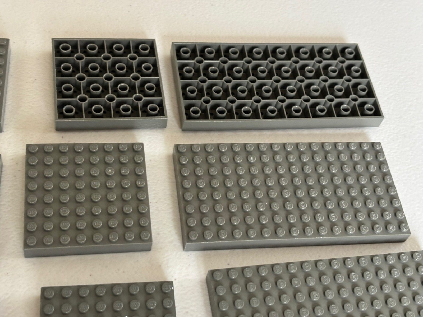 LEGO 12 Pieces Dark Gray Brick Thick Base Plates 8x16 8x8 Studs etc Castle (lotA