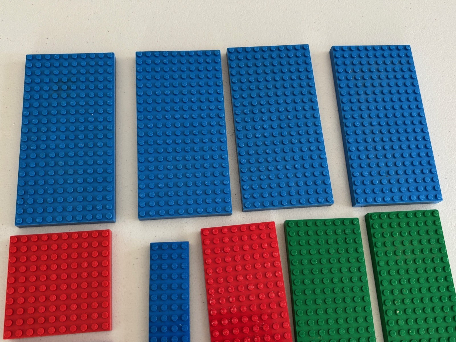 Lego Lot of 15 Brick 8x16 4x12 10x20 etc Thick Blue Red Green Baseplate Platform