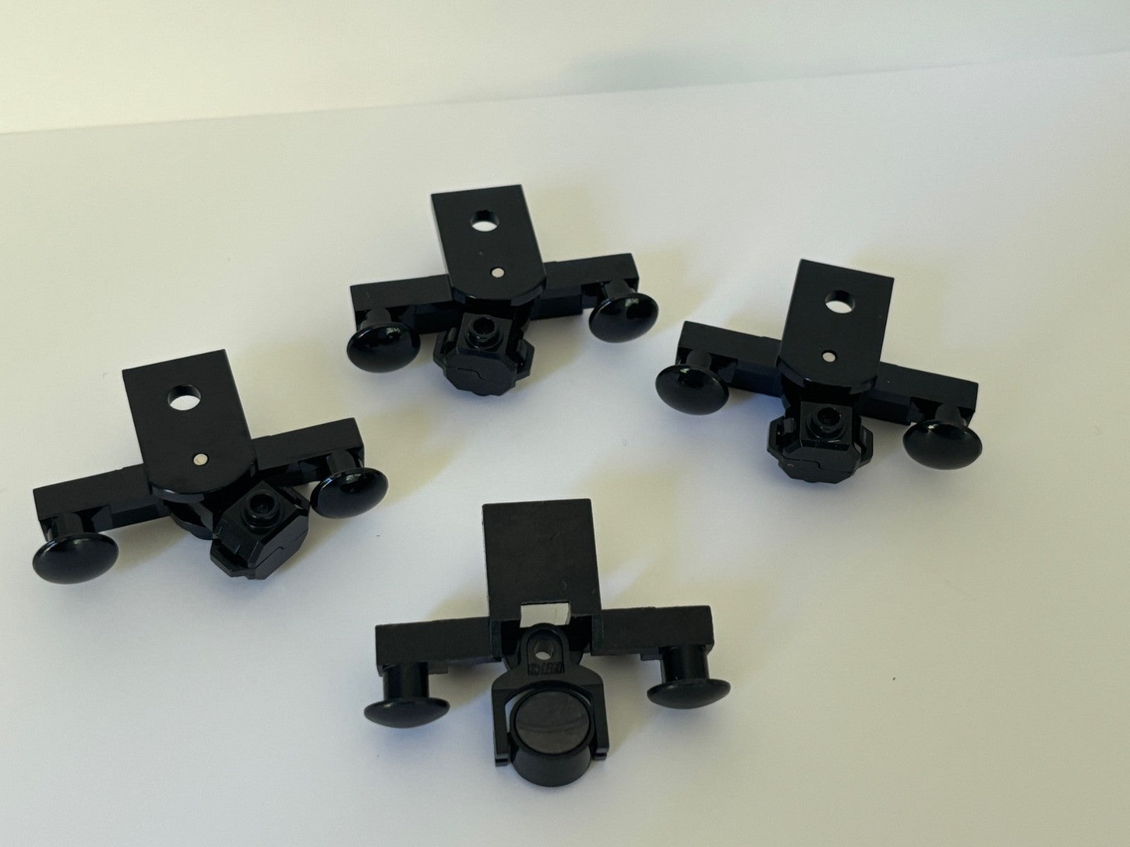 Lego Lot of 4 Black Train Buffer Beam w/ Train Coupling & Black Magnet 4022