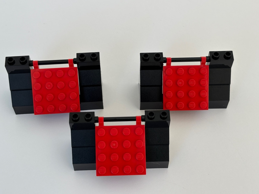 LEGO 3x 47993 Wall 8x3x4 Black w/47998 Red Flap (Redbeard's Ship Cannon Hatch)