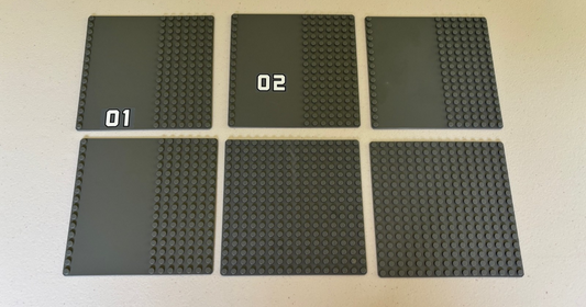 LEGO 7945 Lot of 6 Baseplate Road 16 x 16 (Studs) 5" x 5" Dark Bluish Gray Thin