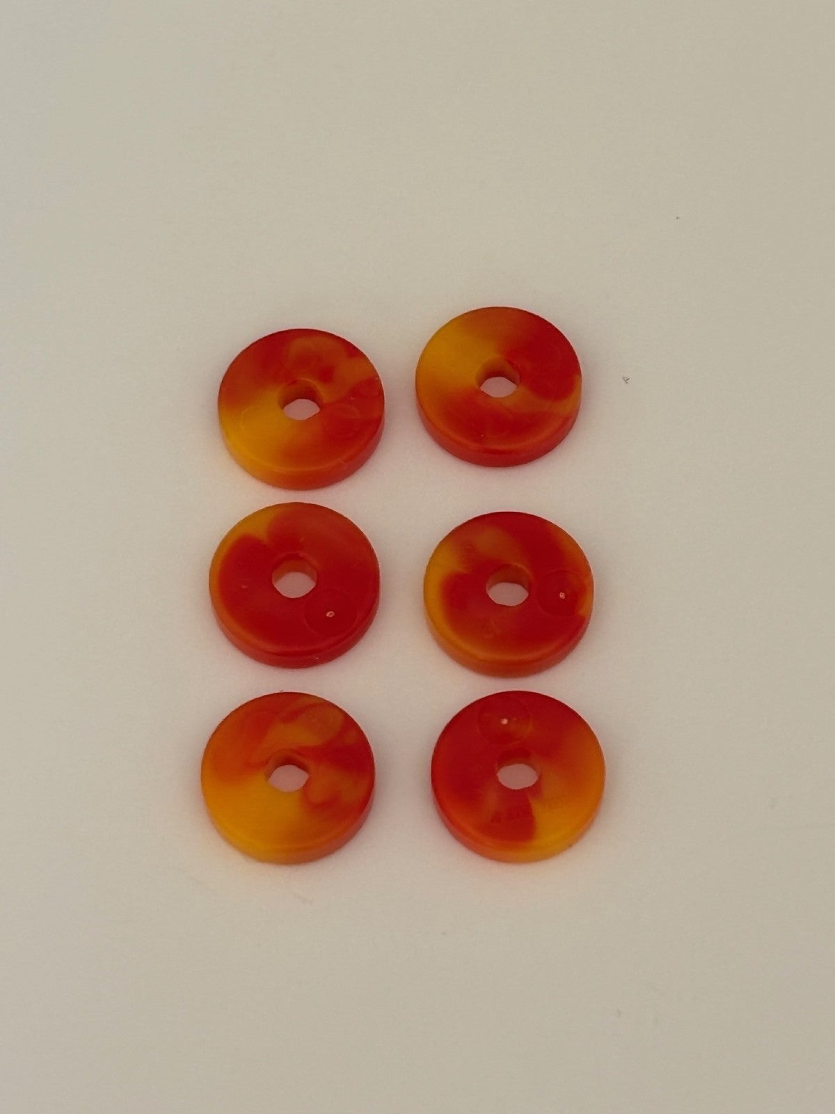 6 x Lego Projectile Disk 2 x 2 with Marbled Yellow Red Lime Exo-Force 53993pb01