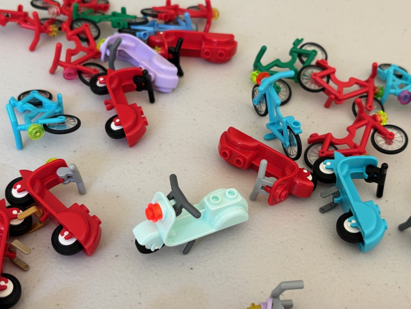 LEGO Lot of 10 Friends Bicycles City Town Bike Vespa Scooter Random Mix