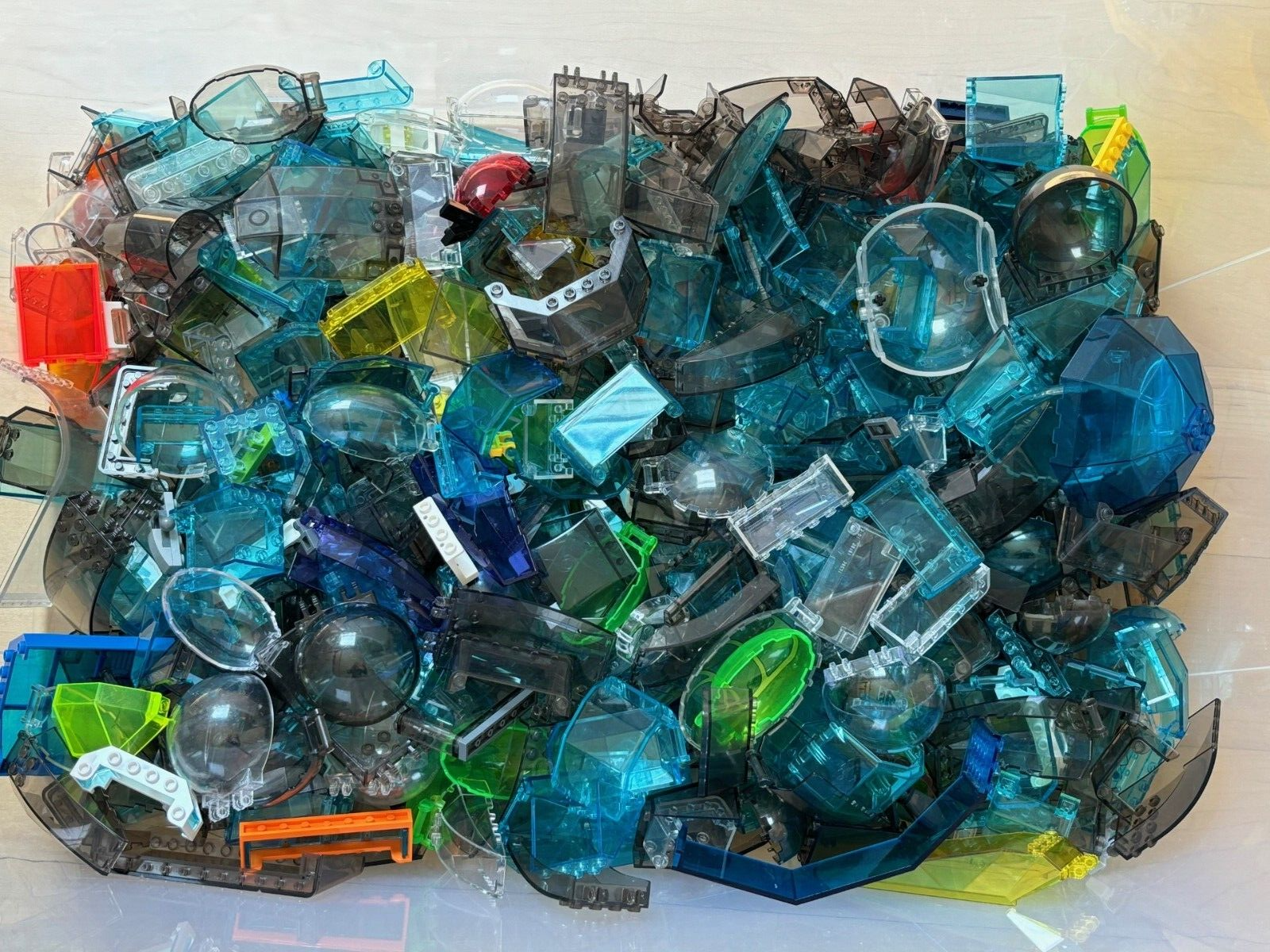 Lego ½ Pound / 55 Pieces  of Translucent + Mix Windshield Cockpit Car Truck Ship