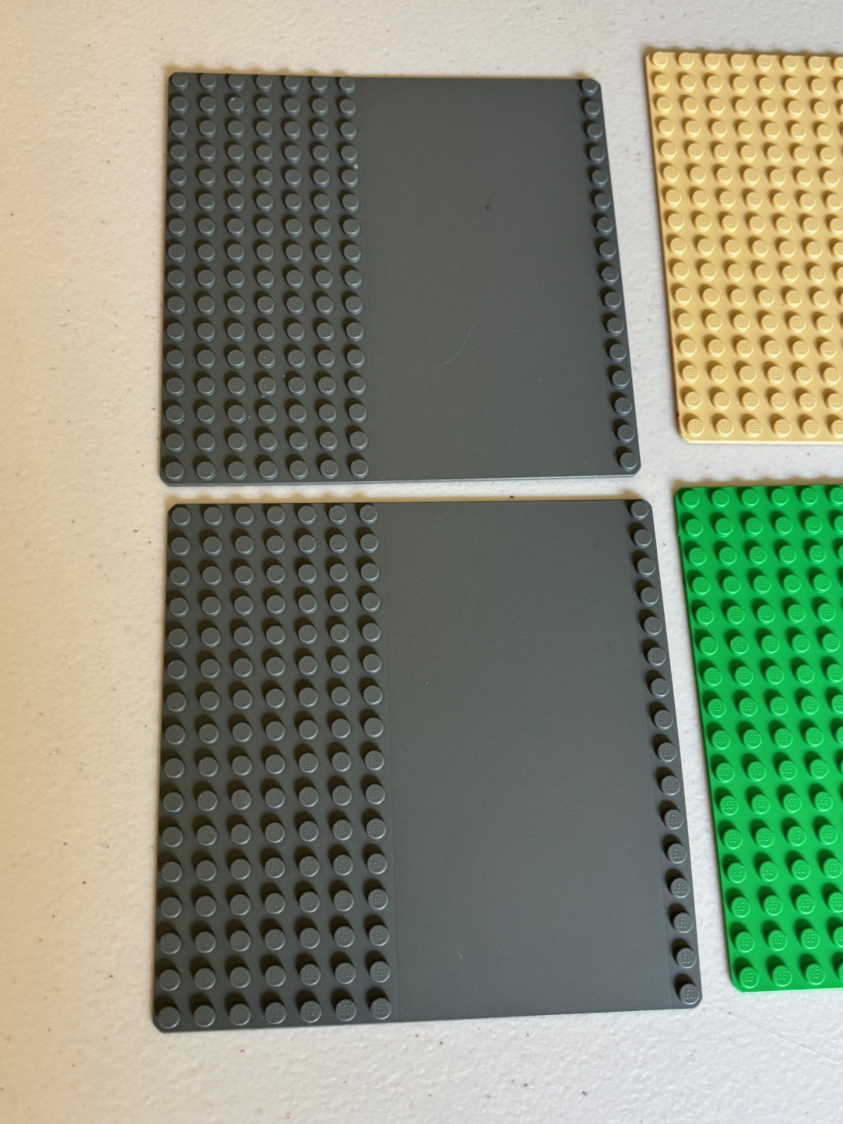 Lego Thin Baseplate Lot of 6 Classic Vintage Plates 16x16 8x16 Gray Tan Green