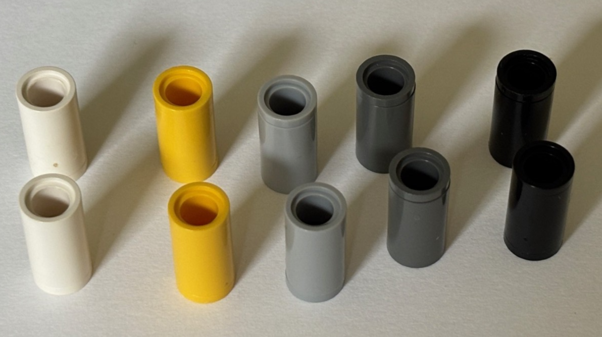 LEGO 75535 Technic Part Pin Connector Round 2L LOT of 10 Gray Yellow Black White