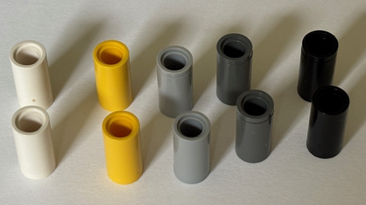 LEGO 75535 Technic Part Pin Connector Round 2L LOT of 10 Gray Yellow Black White