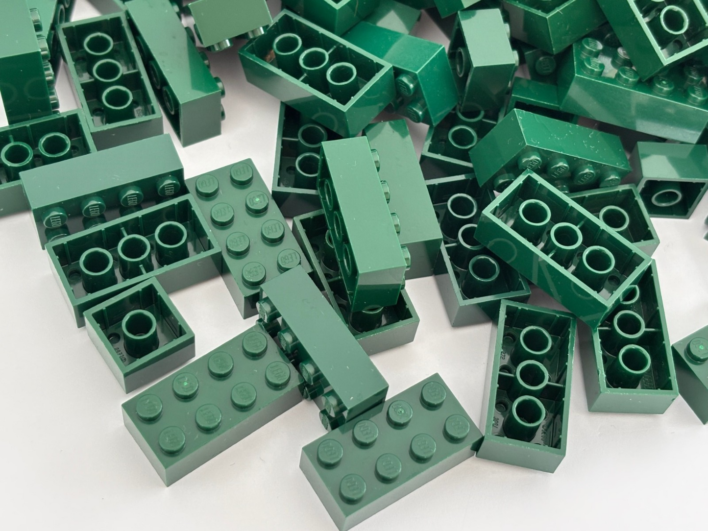 SHIPS FREE!! LEGO LOT OF 25 DARK Green 2x2 2x4 BIG BRICK PIECES 3001
