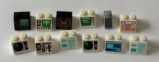 LEGO Lot of 12 Sloped Bricks printed pattern Control Panel Space Computer (#12)