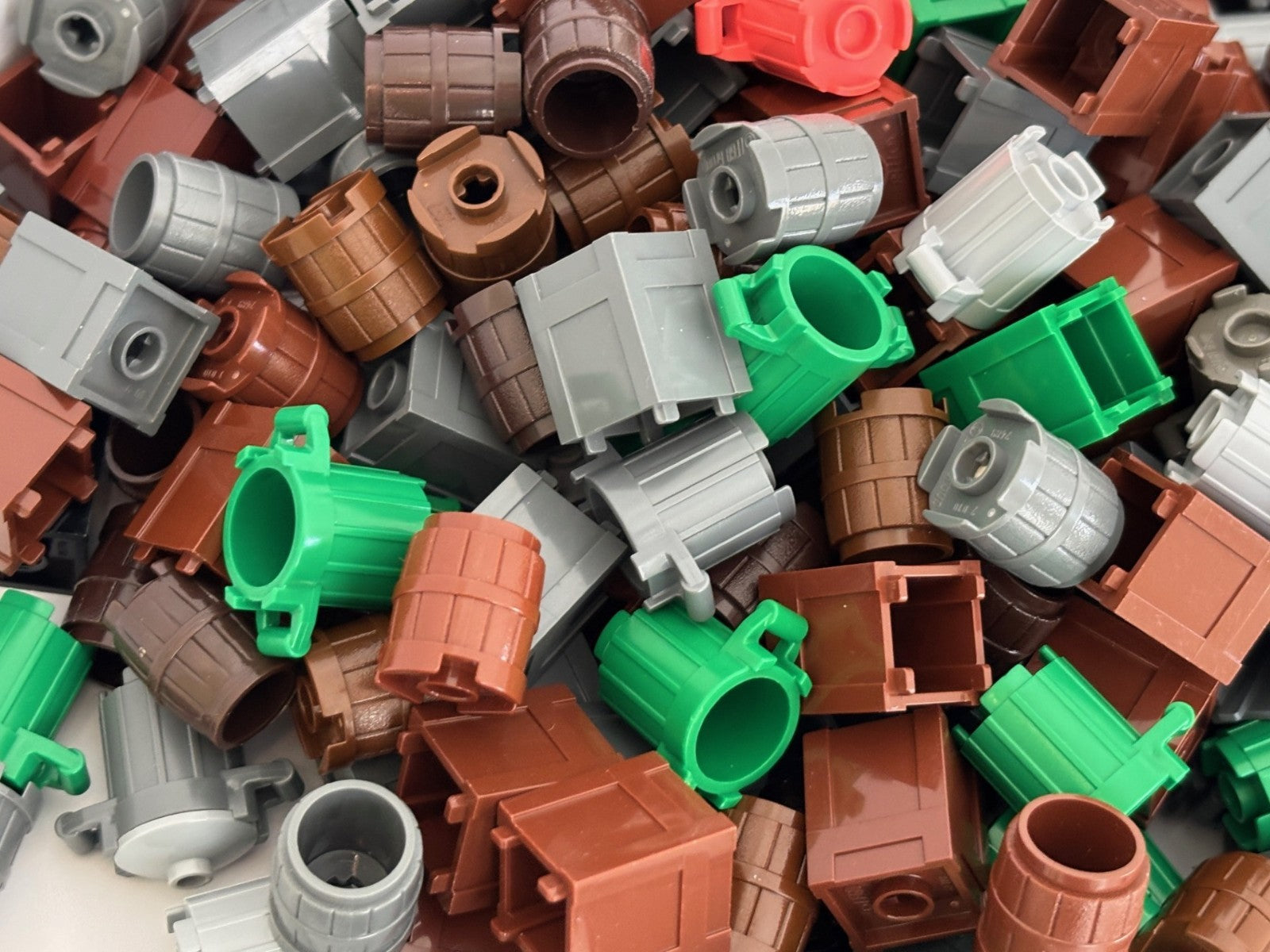 LEGO Lot of 10 RANDOM Container Barrel Garbage Can Trash Recycling Bin City