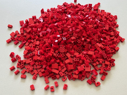 SHIPS FREE! LEGO 200 Red BRICK BRICKS 1X2 MIXED LOT of 200 PARTS TECHNIC CASTLE