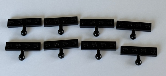 LEGO Parts - Black Plate, Modified 1 x 4 with Tow Ball - No 3184 - QTY 8