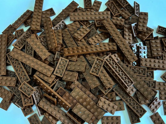 SHIPS FREE LEGO LOT OF 100 OLD VINTAGE BROWN FLAT PLATE 2X2 2X3 2X4 2X8 etc 2445