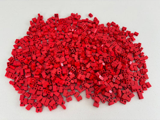 LEGO 200 RED BRICK BRICKS 1X2 MIXED LOT of 200 PARTS TECHNIC CASTLE