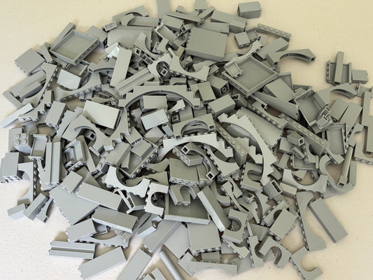 LEGO Lot of 50 Light Bluish Gray Castle Random Mix Arches Walls Bricks Pillars