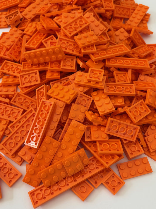 LEGO LOT OF 200 ORANGE FLAT PLATE 2X2 2X3 2X4 2X6 3795 3020